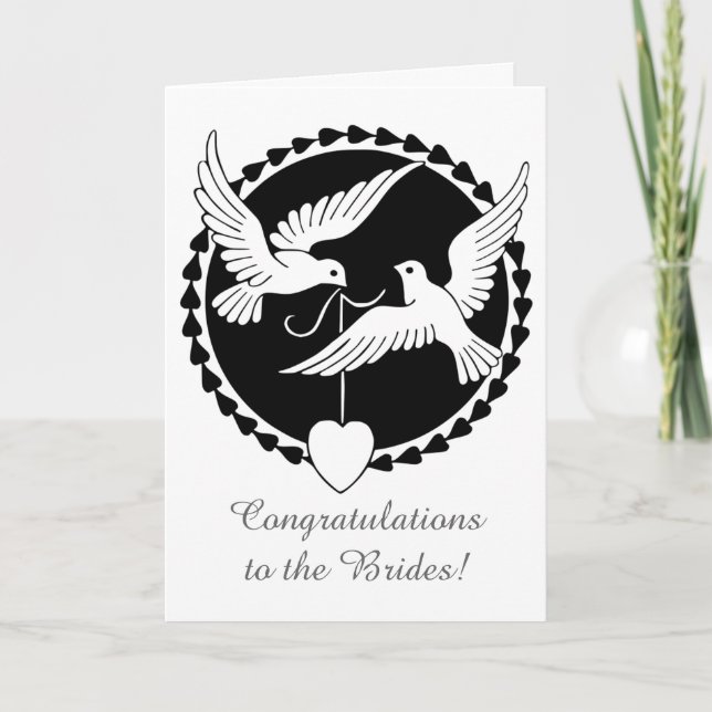 Tarjeta de Boda Lesbiana Doves Love (Anverso)