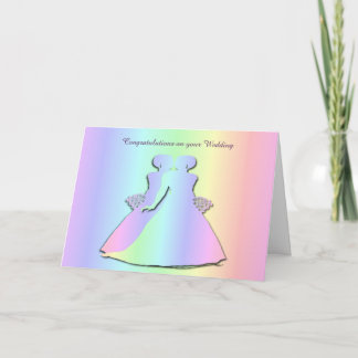 Tarjeta de boda lésbica Pastel Pride para novias g