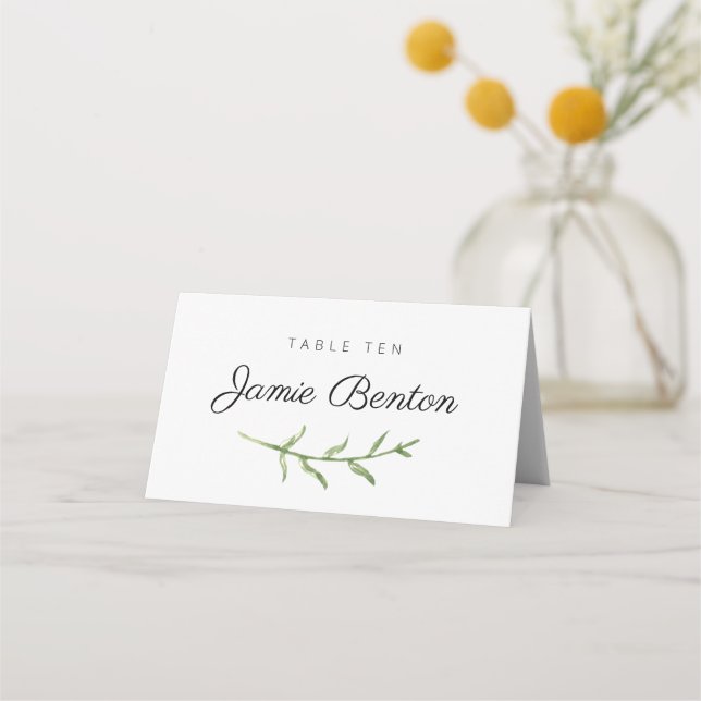 Tarjeta de Boda/lugar de evento de Green Sprig (Anverso)