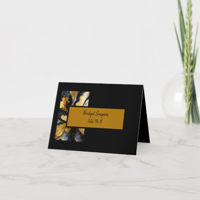 tarjeta de boda lujoso y elegante de oro negro (Anverso)