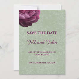 Tarjeta de boda magnética verde Sage para guardar 