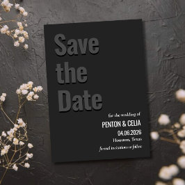 Tarjeta de boda minimalista Blackout para guardar