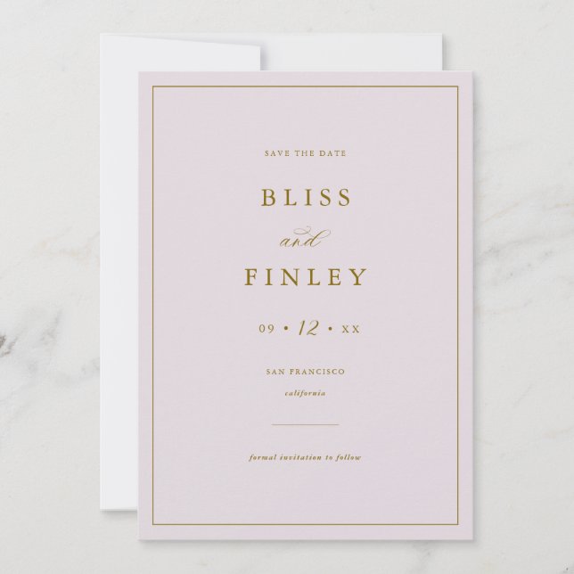 Tarjeta de boda minimalista BLISS Save The Date (Anverso)