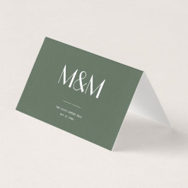 Tarjeta de Boda Minimalista Escandinava Verde Musg