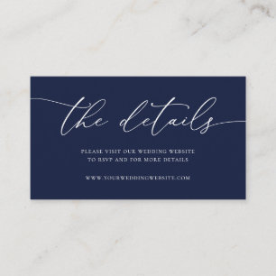 Tarjeta de Boda Minimalista moderna de Navy Blue