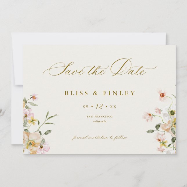 Tarjeta de boda minimalista para guardar la fecha  (Anverso)