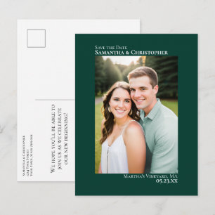 Tarjeta de boda minimalista verde esmeralda para g