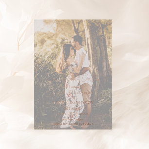 Tarjeta de boda moderna con foto y fecha de guarda
