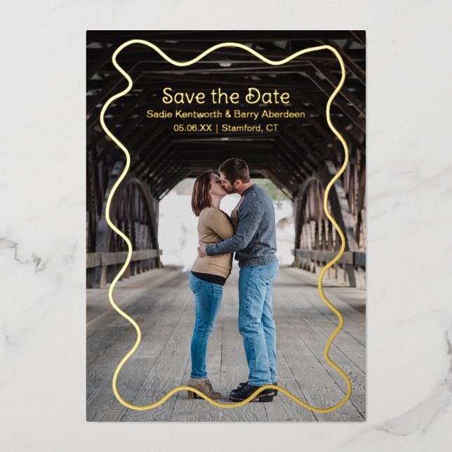 Tarjeta de boda moderna con garabato simple para g (Anverso)