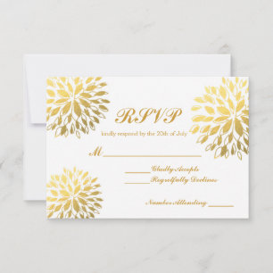Tarjeta de boda moderna con respuesta floral de lá