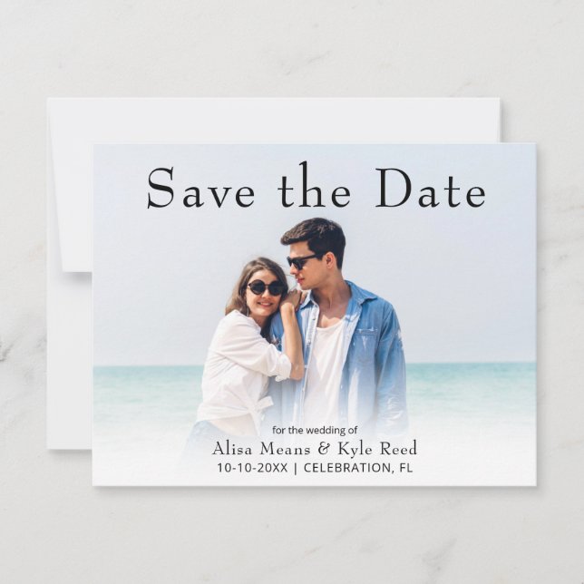 Tarjeta de boda moderna para guardar la fecha con  (Anverso)