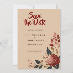 Tarjeta de boda moderna rosa para guardar la fecha