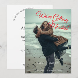 Tarjeta de boda moderna simple personalizada para 