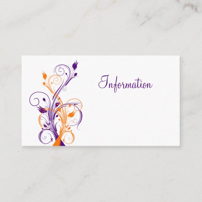 Tarjeta de Boda morado Orang White Floral (Anverso)