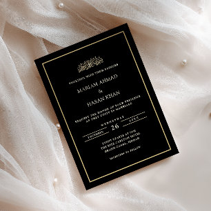 Tarjeta de Boda Musulmana de Marco Dorado Mínimo