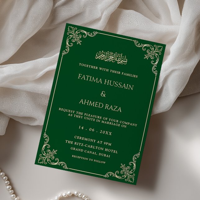 Tarjeta de Boda Musulmana Rococó Antiguo Verde Esm (Subido por el creador)