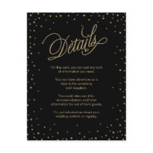 Tarjeta de Boda negro Gold Stars