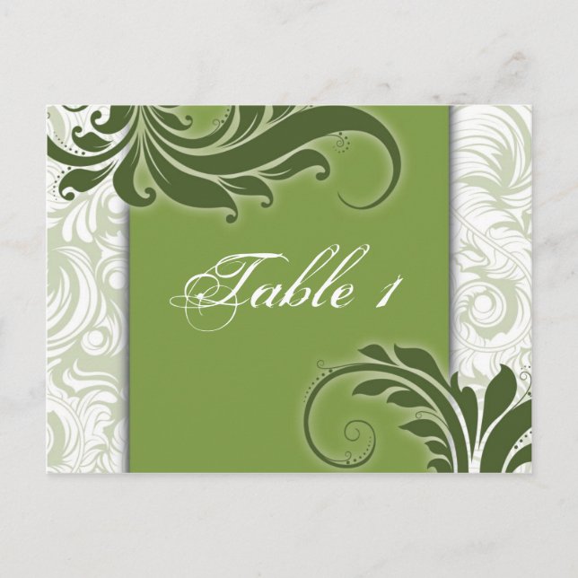 Tarjeta de Boda Número de Tabla - Elegantes Swirls (Anverso)