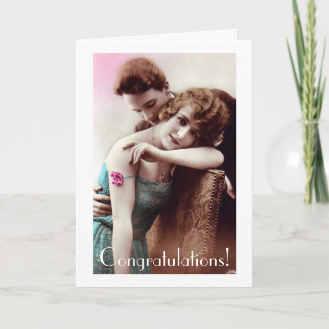 Tarjeta de Boda o aniversario de pareja de cosecha (Anverso)