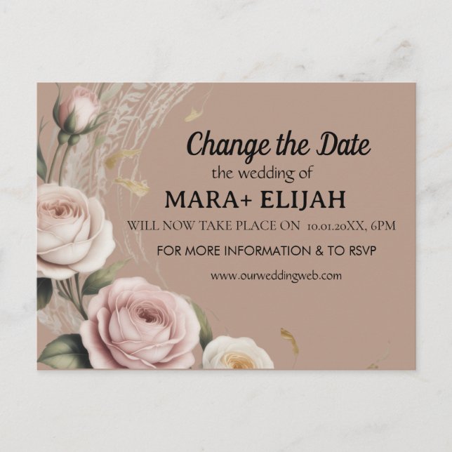 Tarjeta de Boda para Cambiar la Fecha con Estilo (Anverso)