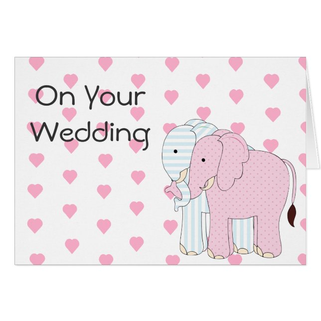 Tarjeta de Boda para elefantes caprichosos (Anverso (Horizontal))