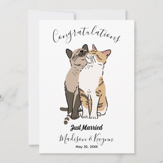 Tarjeta de boda para gatos cortos (Anverso)