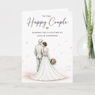Tarjeta de boda para la feliz pareja