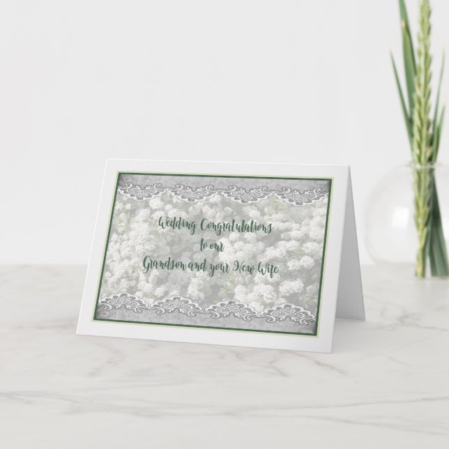 Tarjeta de boda para nieto y nueva esposa (Anverso)