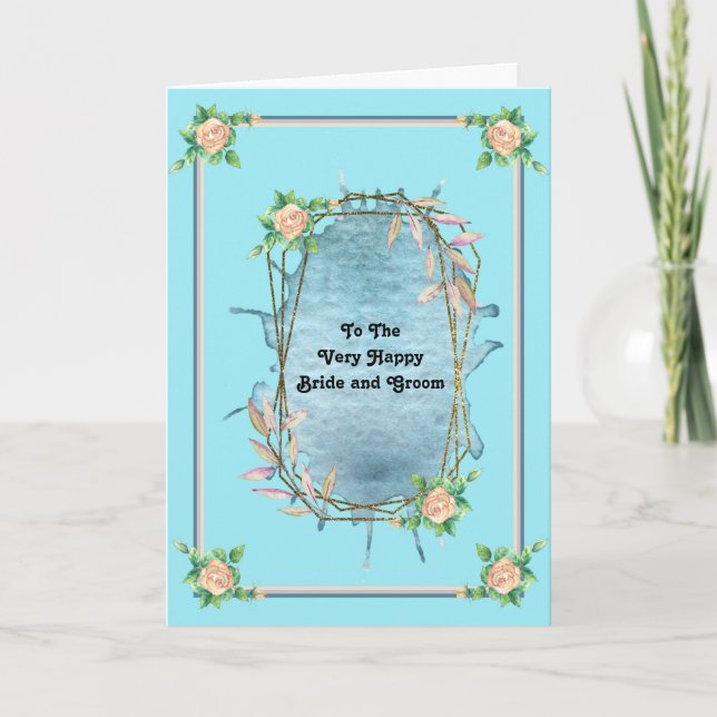Tarjeta de boda para novia feliz y novio (Anverso)