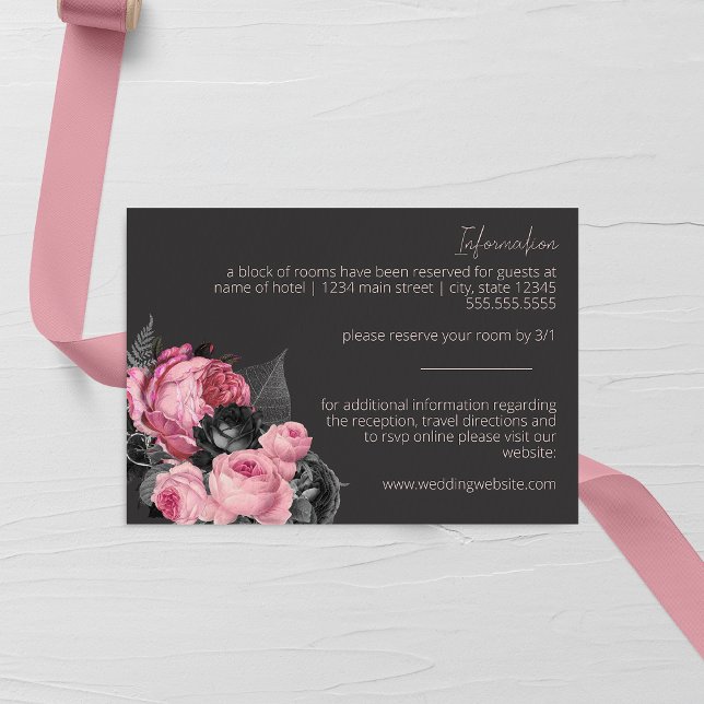 Tarjeta de Boda para Rosas rosados y negros (Subido por el creador)