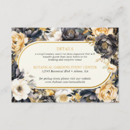 Tarjeta de Boda Peonies Black White & Gold