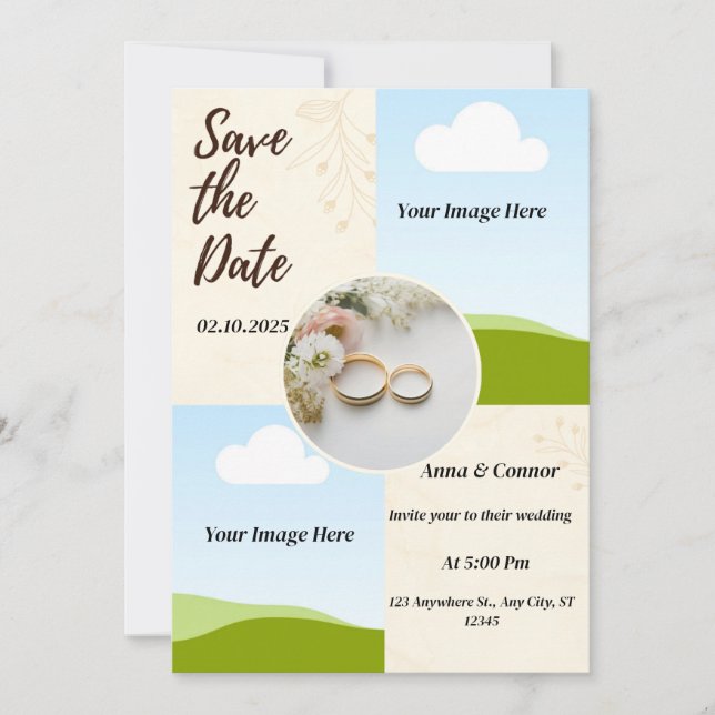 tarjeta de boda personalizada de campos de lavanda (Anverso)