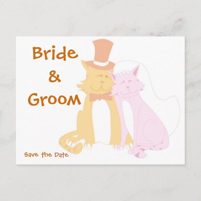 Tarjeta de boda personalizada de gatos para guarda (Anverso)
