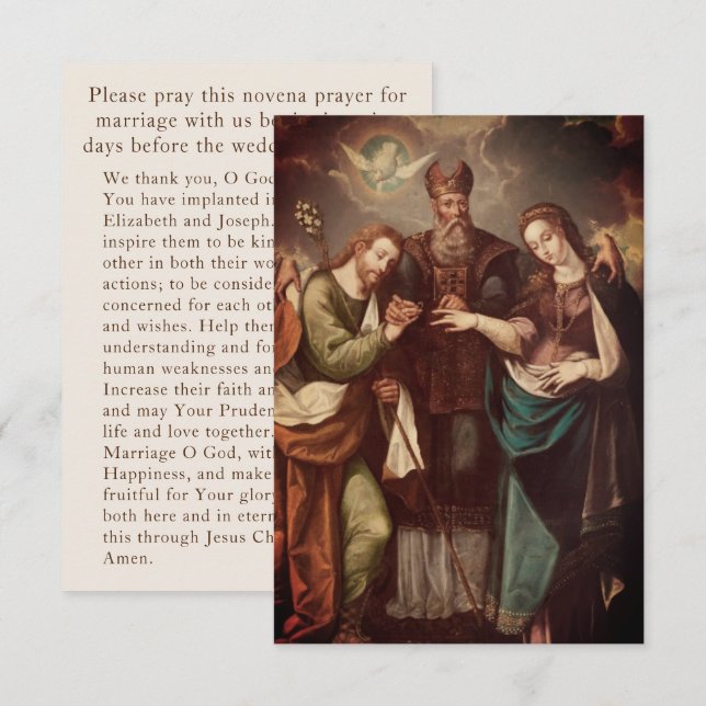 Tarjeta de Boda personalizada de la Iglesia Católi (Anverso / Reverso)