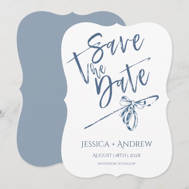 Tarjeta de boda personalizada para guardar la fech (Anverso / Reverso)