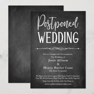 Tarjeta de Boda posponada para tipografía de table