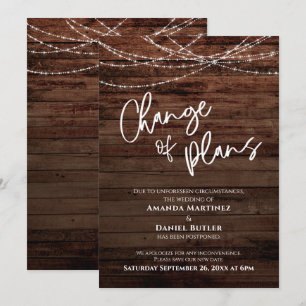 Tarjeta de Boda Pospuesta Cambio de Planes Luces d
