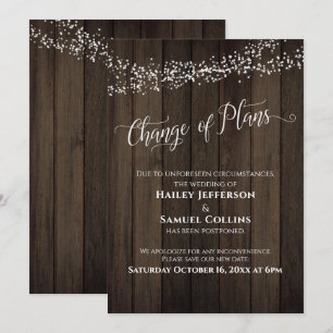 Tarjeta de boda pospuesta Cambio de planes Luces d