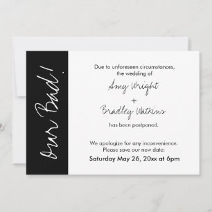 Tarjeta de Boda Pospuesta ¡Es Nuestra Culpa! Blanc
