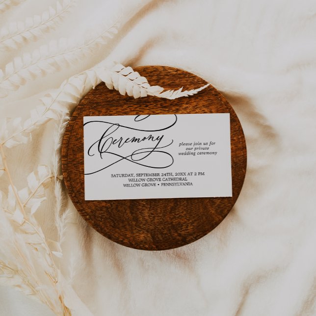 Tarjeta de Boda privada de caligrafía romántica (Romantic Calligraphy Private Wedding Ceremony Card)