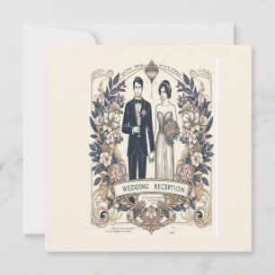 tarjeta de boda retro blanco y negro