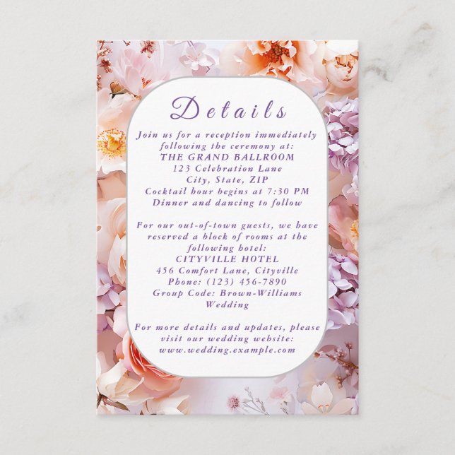 Tarjeta de Boda romántica de Rubor Garden (Anverso)