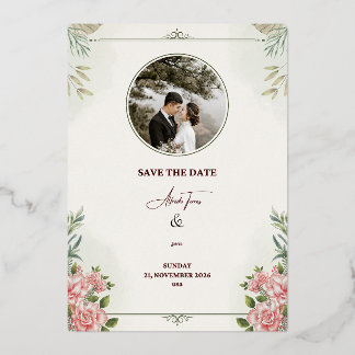 Tarjeta de Boda Romántica Floral “Save the Date” –