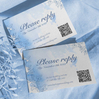 Tarjeta de boda RSVP copo de nieve invernal azul h