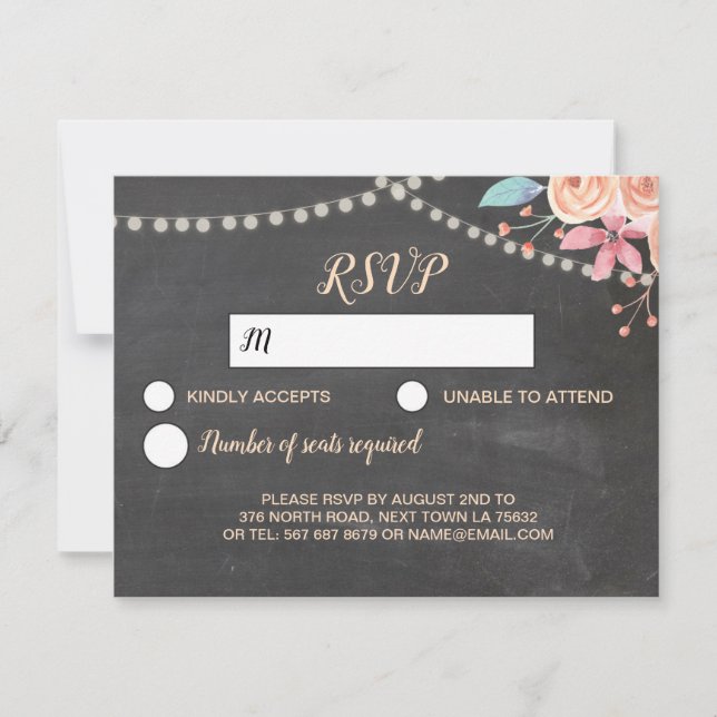 Tarjeta de boda RSVP Coral de melocotón Flores Luc (Anverso)