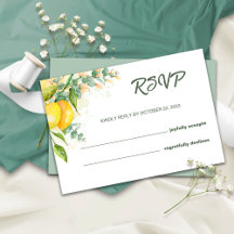 Tarjeta de boda RSVP de acuarela de limón