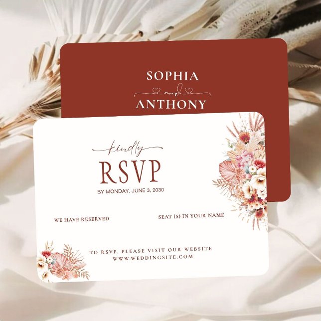 Tarjeta de Boda RSVP de código QR floral de acuare (Subido por el creador)