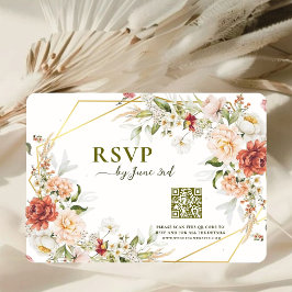 Tarjeta de Boda RSVP de código QR - Geométrica de