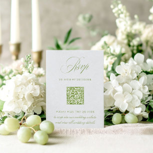Tarjeta de Boda RSVP de código QR verde y azul cie