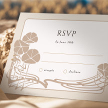 Tarjeta de Boda RSVP de Crema Botánica de moda
